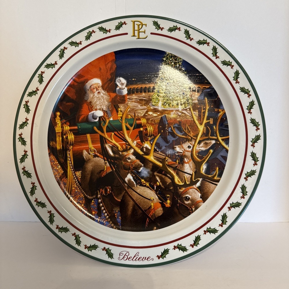 Hallmark POLAR EXPRESS 14" Cookie Plate Cake Platter Santa Reindeer Believe